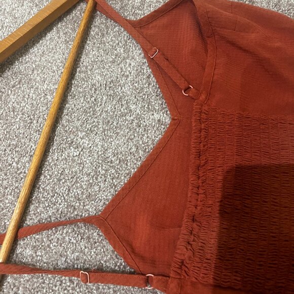 Market & Spruce Sleeveless Seersucker Maxi Dress Burn Orange Medium - Picture 6 of 6